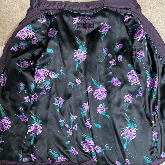 Via Spiga Plum Down Puffer Coat with Raccoon Fur Trim Hood - Picture 12 of 16